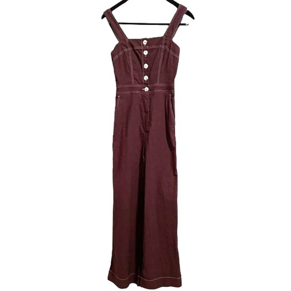 NWOT Maeve by Anthropologie 'The Colette' Linen Blend Jumpsuit in Mauve - Size 4 - Picture 5 of 16
